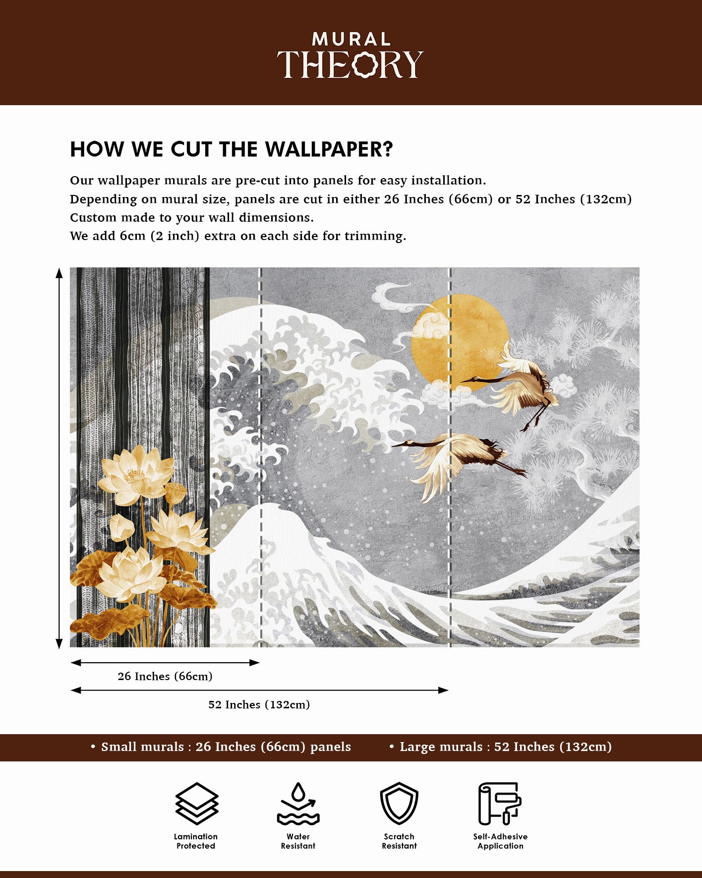 Moonlit Cranes Wall Mural