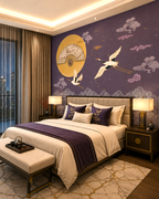 Moonlit Cranes Wall Mural