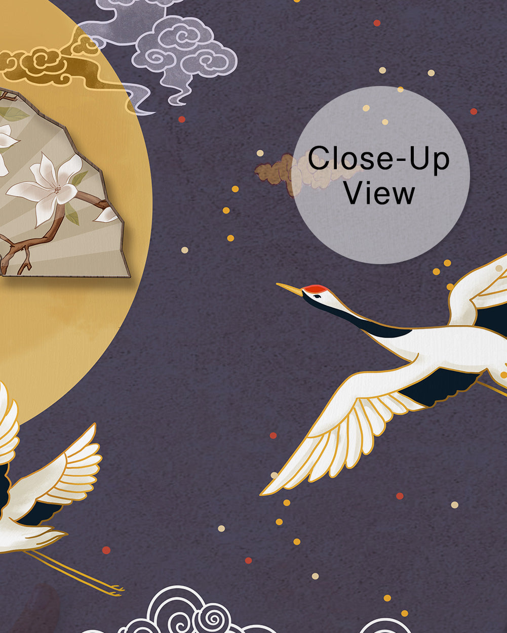 Moonlit Cranes Wall Mural