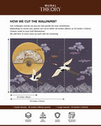 Moonlit Cranes Wall Mural