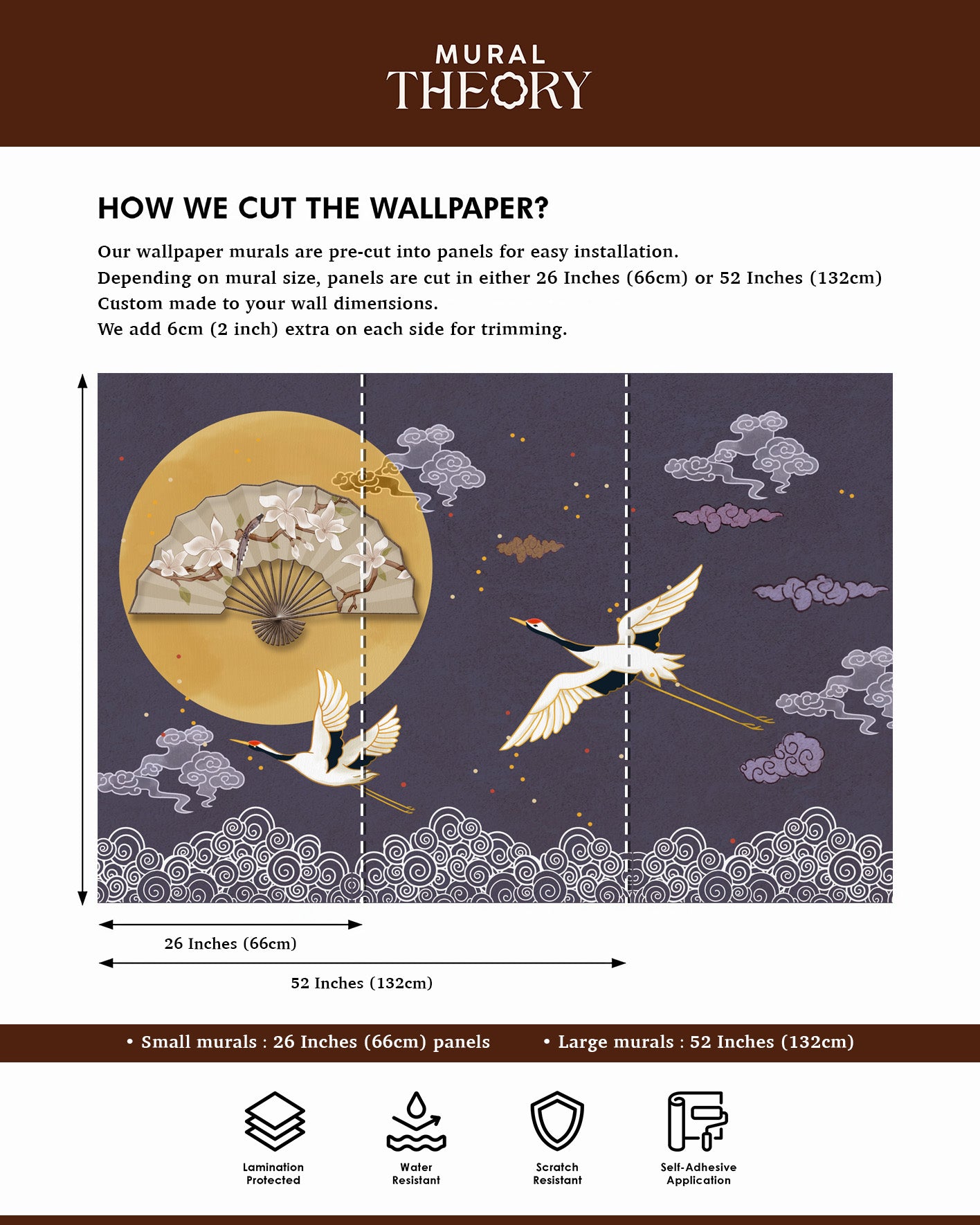 Moonlit Cranes Wall Mural