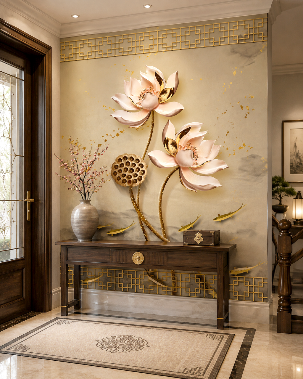 Golden Lotus Wall Mural
