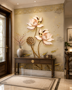 Golden Lotus Wall Mural