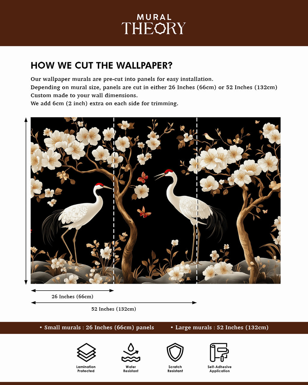Golden Cranes Wall Mural