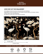 Golden Cranes Wall Mural