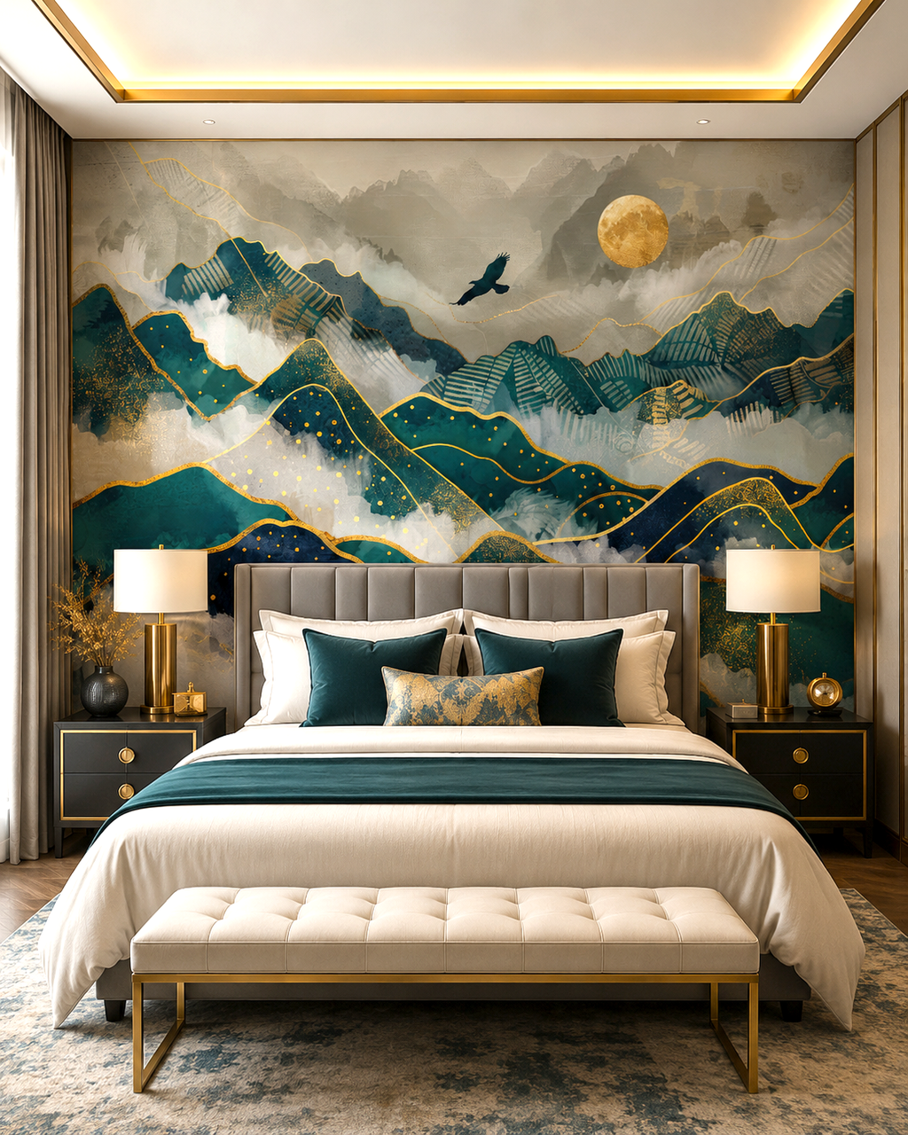 Golden Cranes Wall Mural