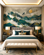 Golden Cranes Wall Mural