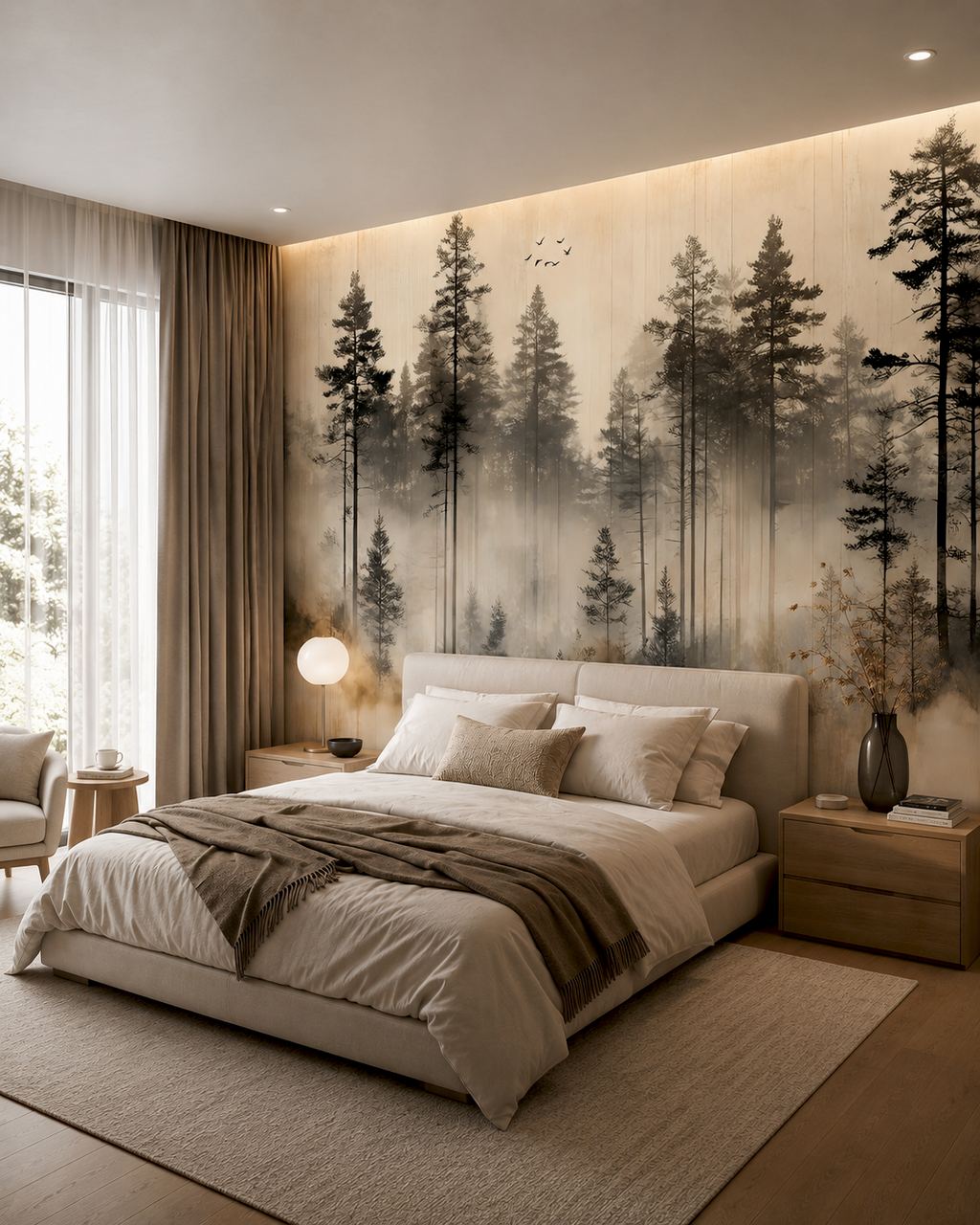 Hazy Pines Wall Mural