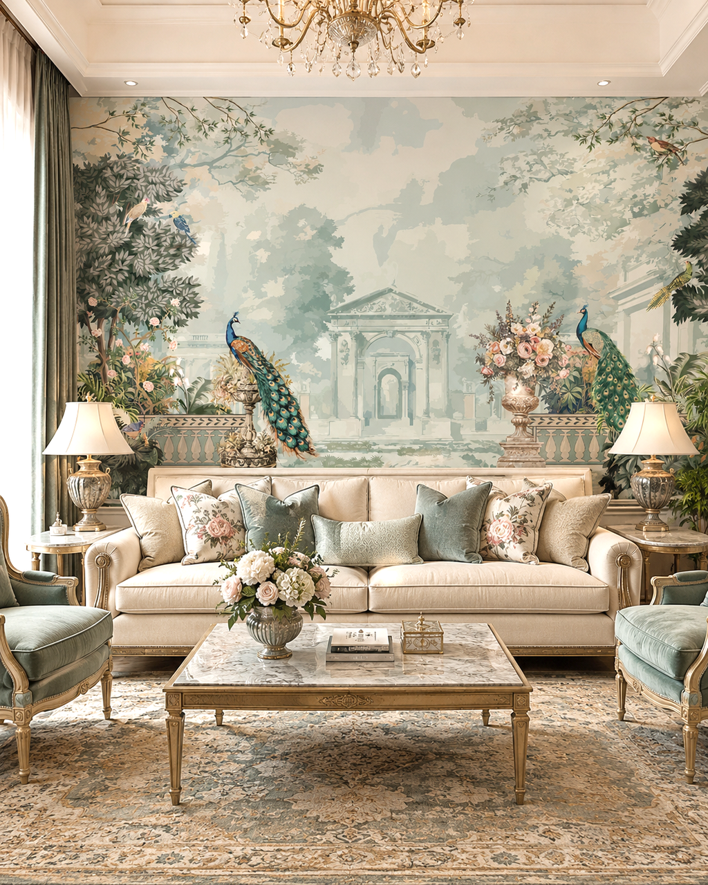 Peacock Garden Wall Mural