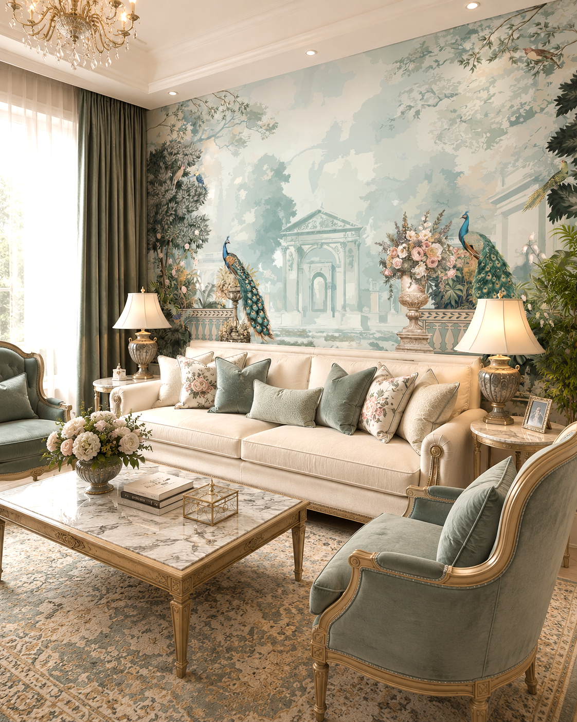 Peacock Garden Wall Mural