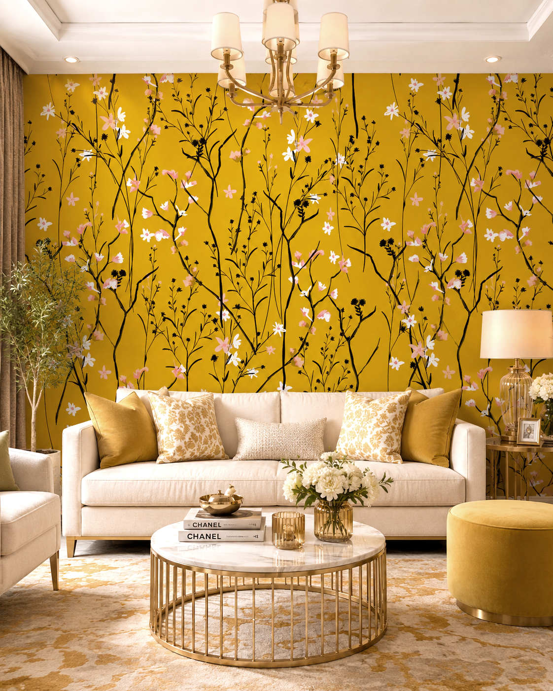 Golden Blooms Wall Mural