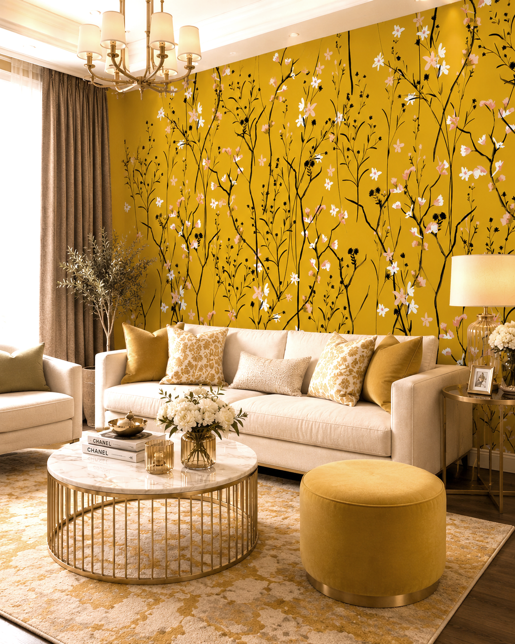 Golden Blooms Wall Mural