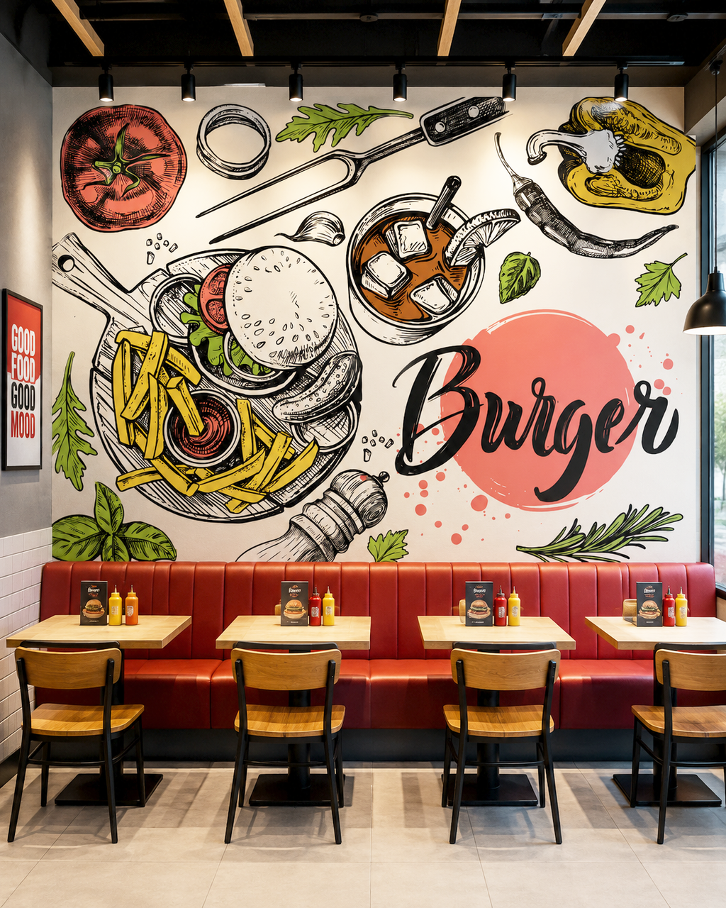 Burger Romance Wall Mural