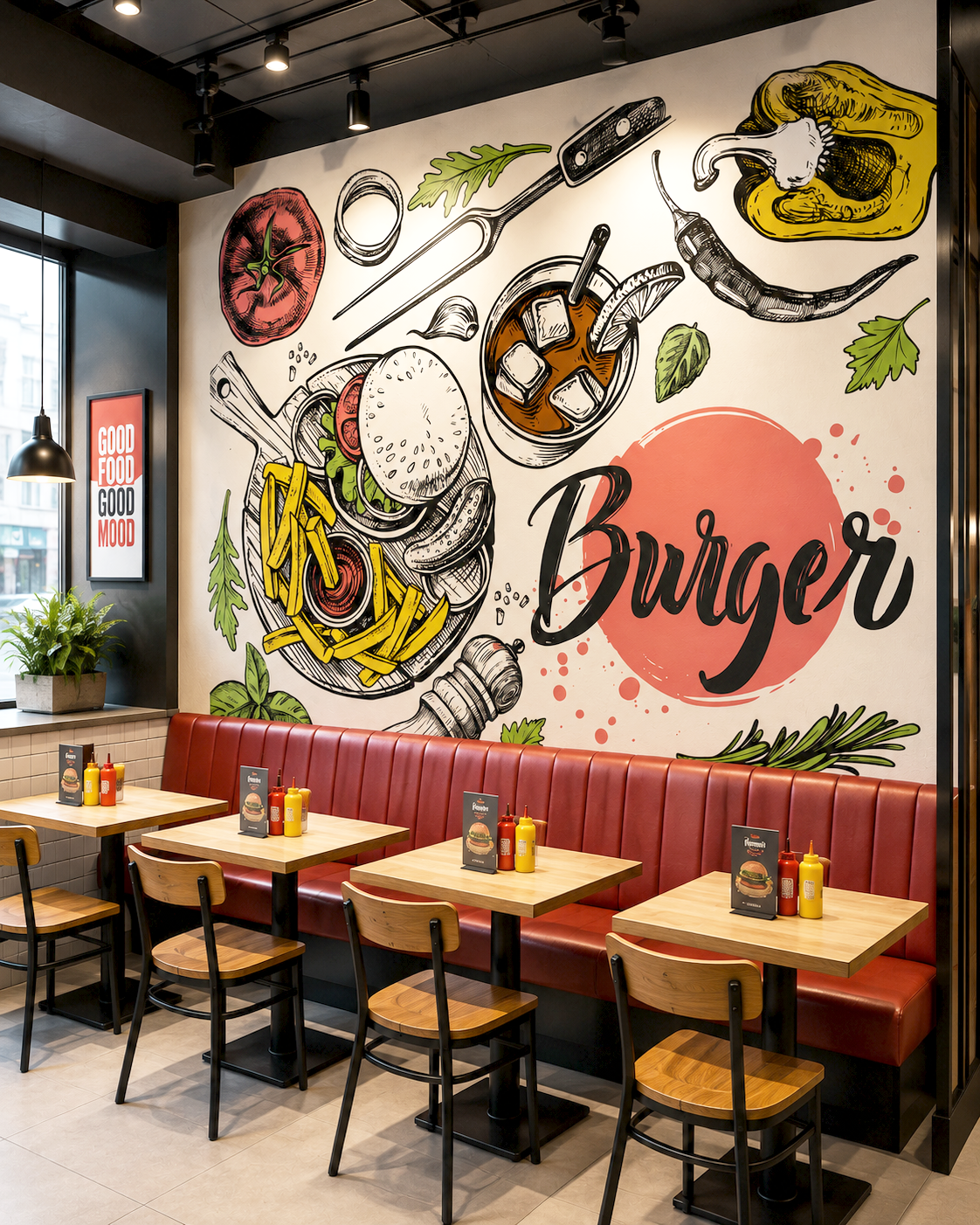 Burger Romance Wall Mural
