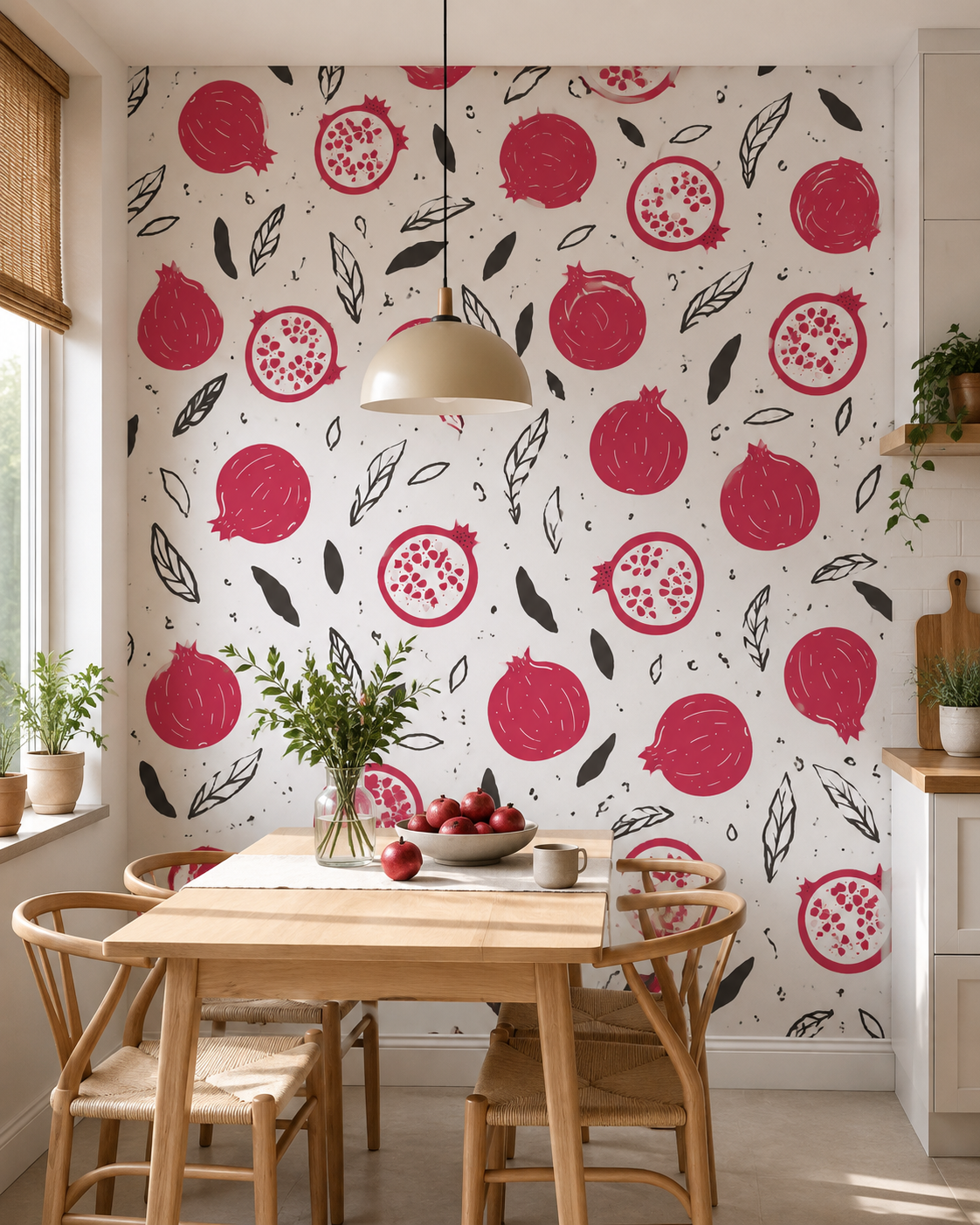 Pomegranate & Leaves Wall Mural