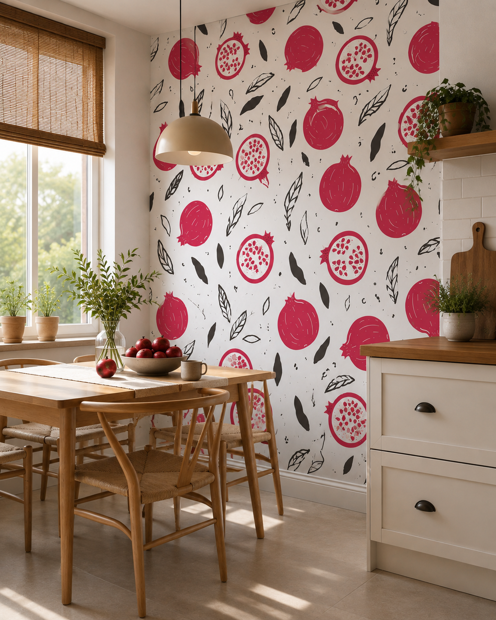 Pomegranate & Leaves Wall Mural