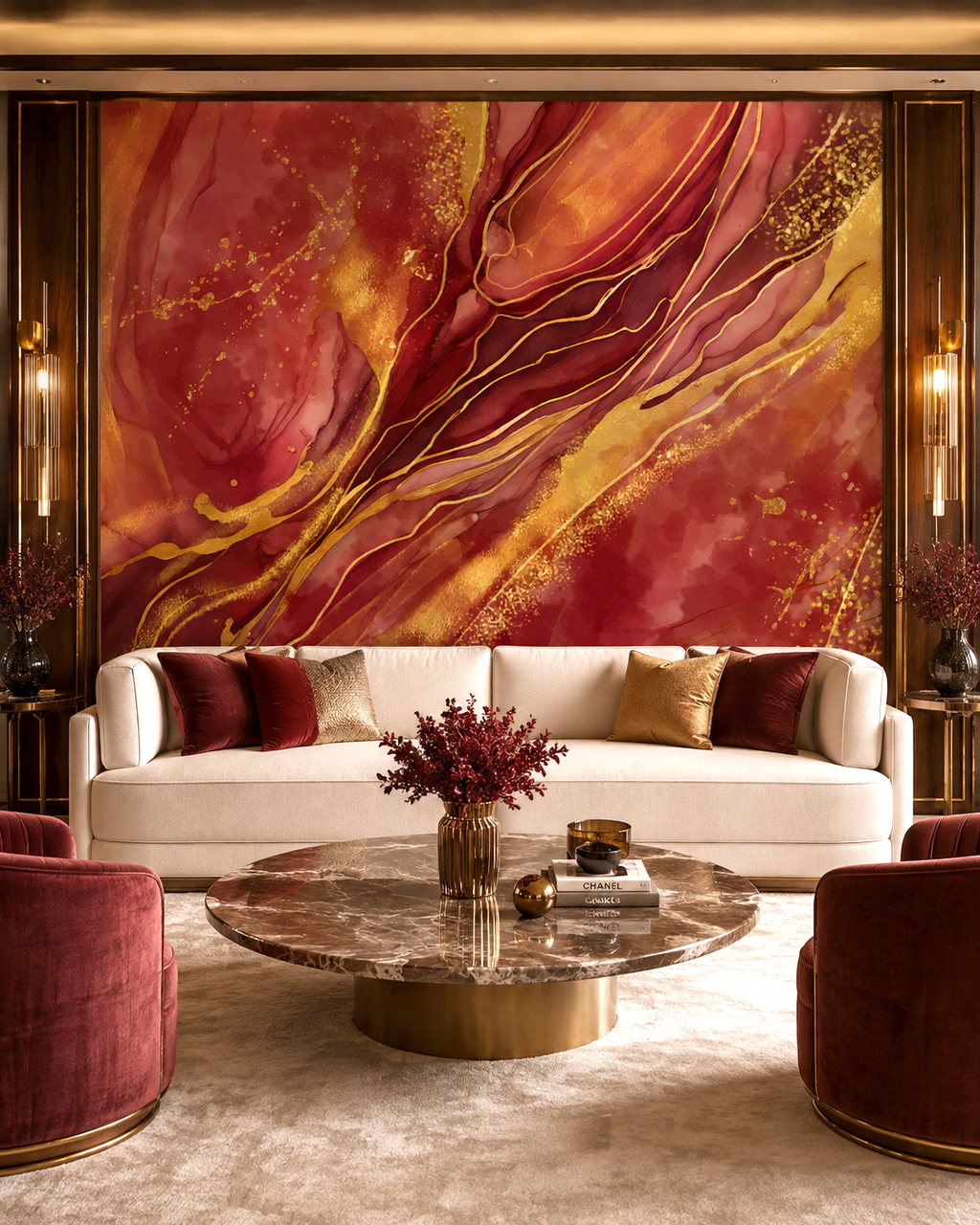 Crimson Gold Wall Mural