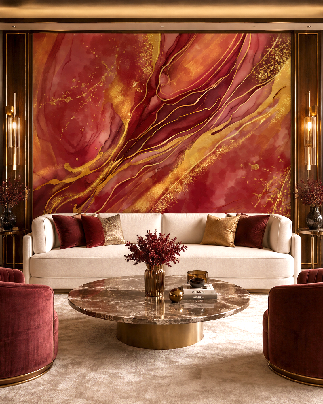 Crimson Gold Wall Mural
