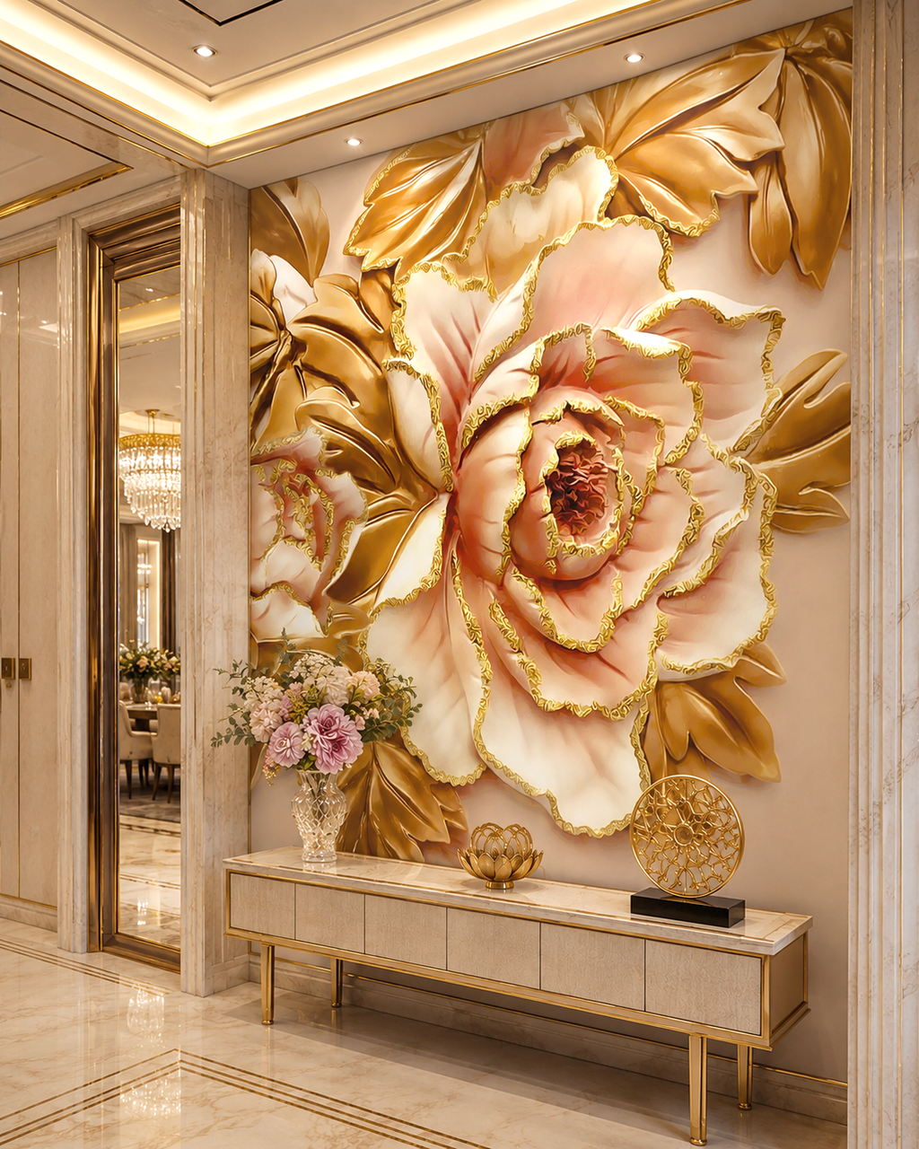 Golden Peony Wall Mural