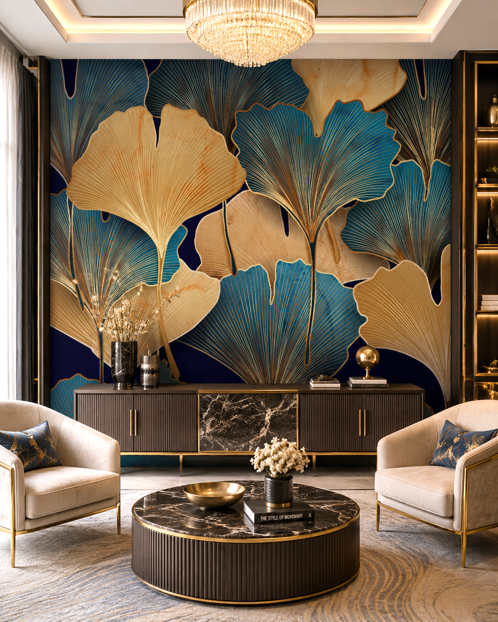 Gilded Foliage Wall Mural