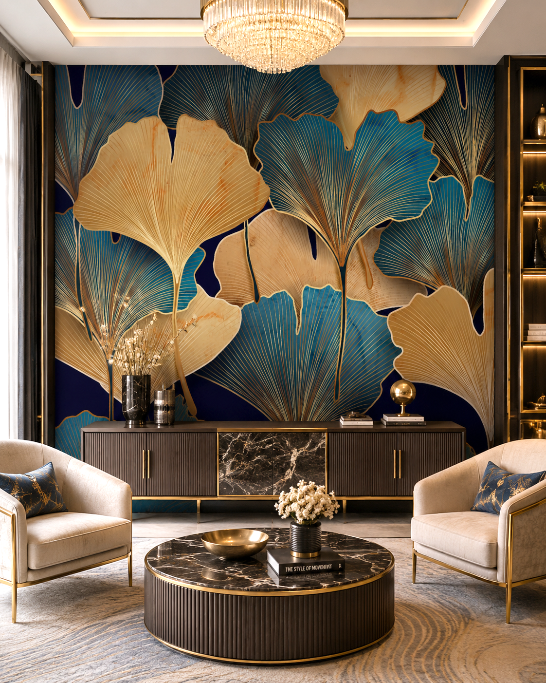 Gilded Foliage Wall Mural