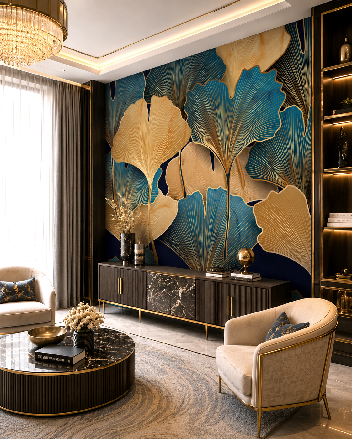 Gilded Foliage Wall Mural