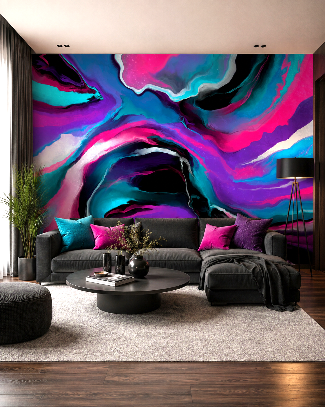 Neon Fluid Dynamics Wall Mural
