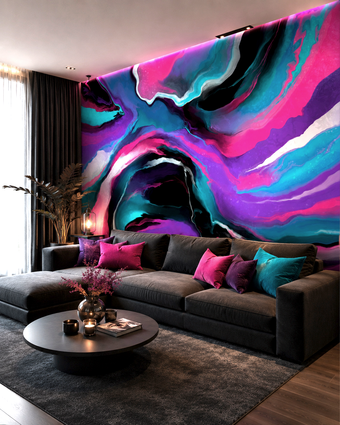 Neon Fluid Dynamics Wall Mural