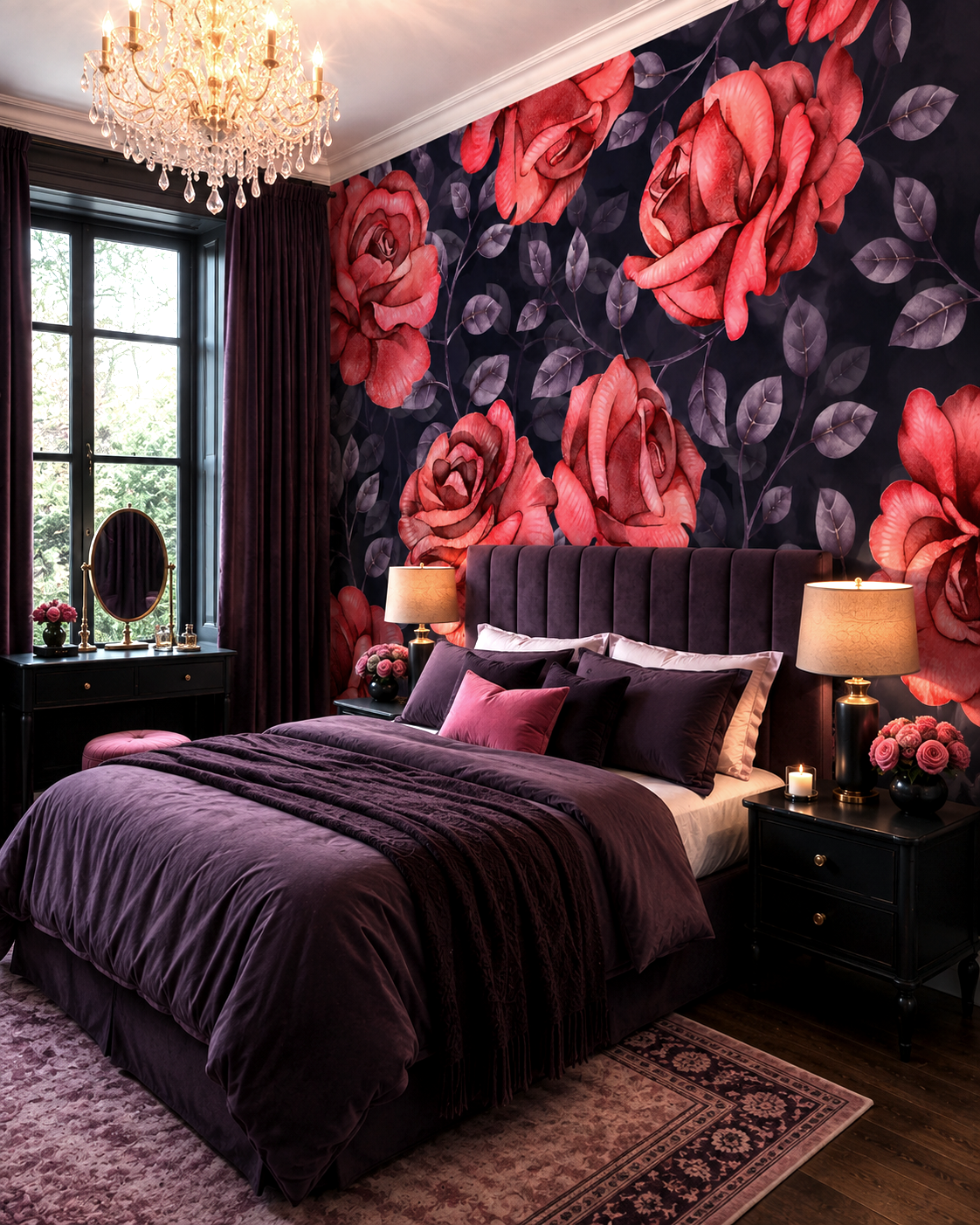 Crimson Elegance Wall Mural