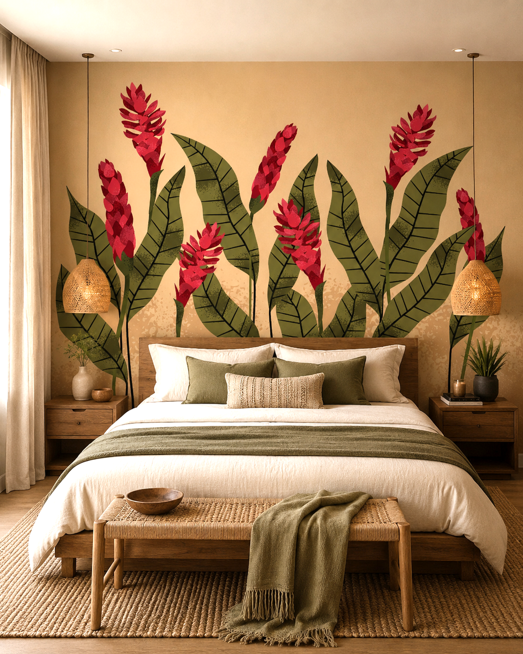 Crimson Tropics Wall Mural