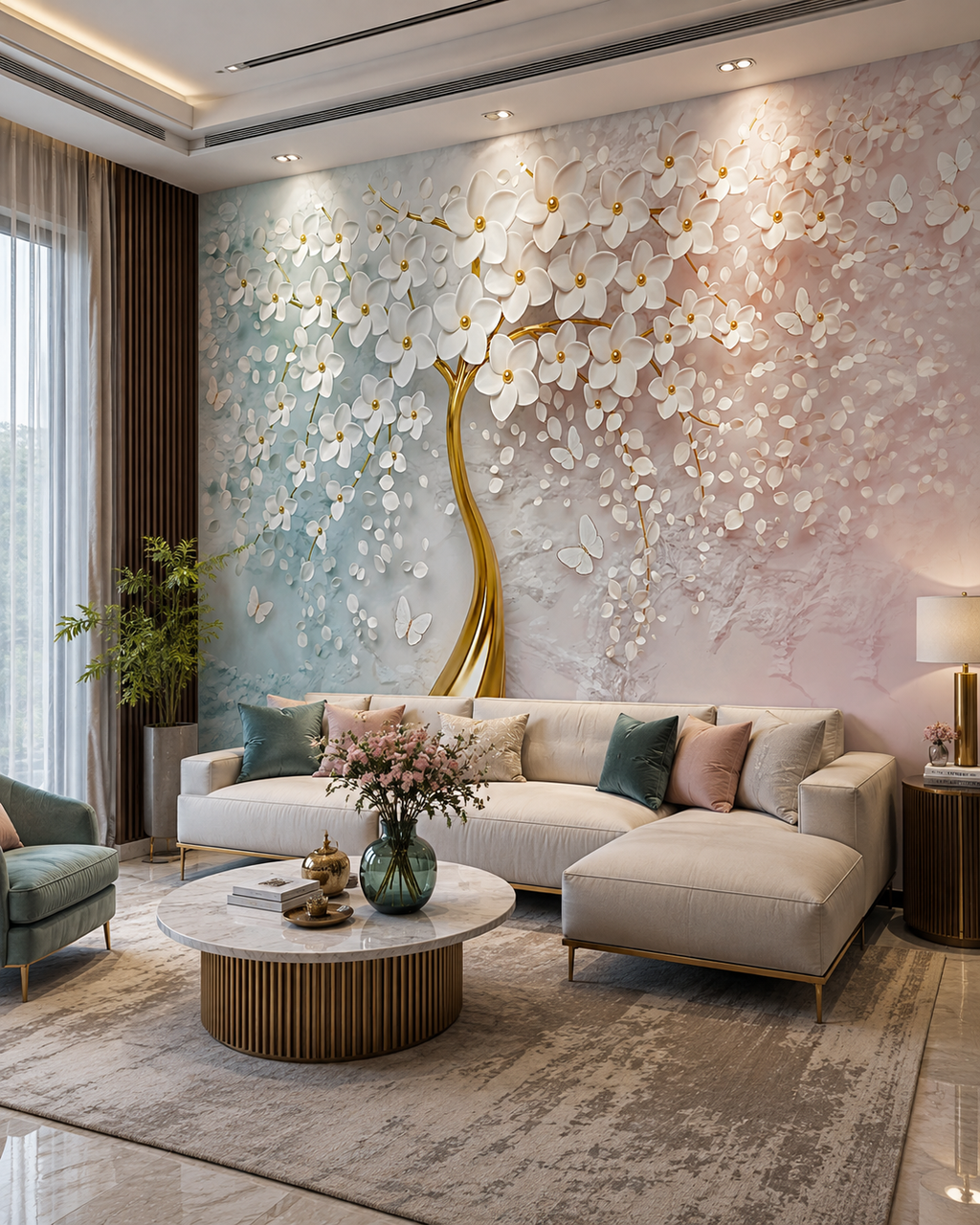 Golden Blossom Wall Mural