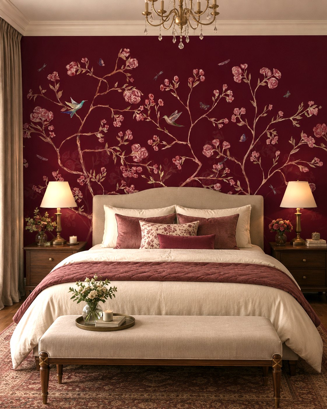 Crimson Blossom Wall Mural