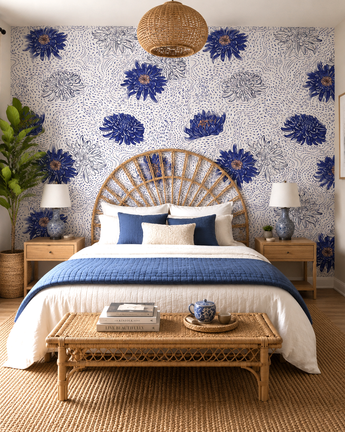 Indigo Bloom Wall Mural