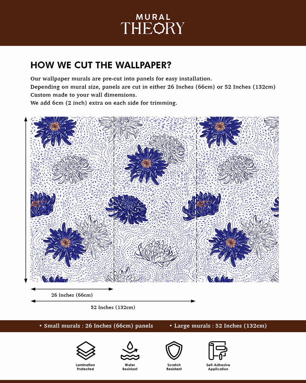 Indigo Bloom Wall Mural