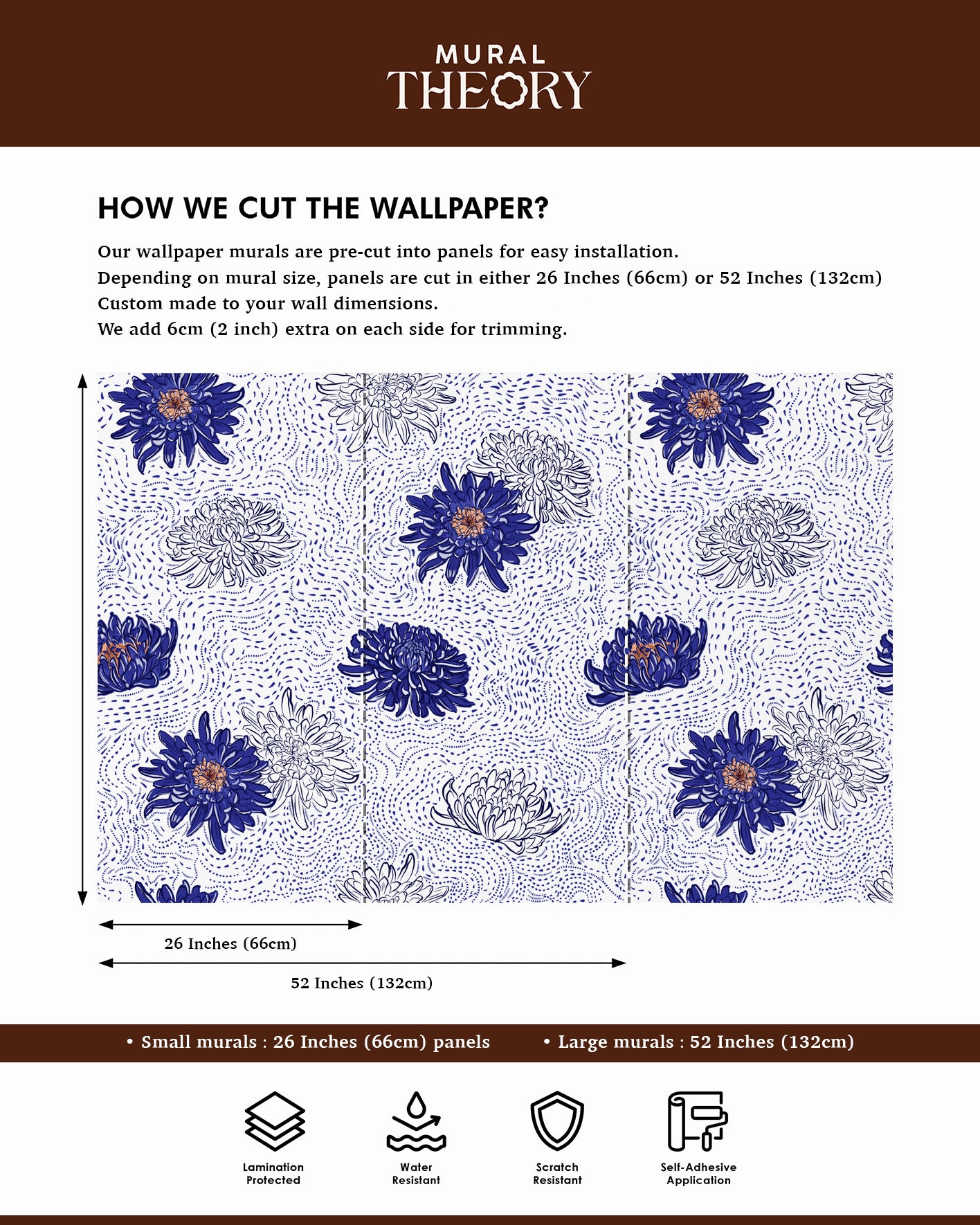 Indigo Bloom Wall Mural