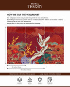 Crimson Cranes Wall Mural