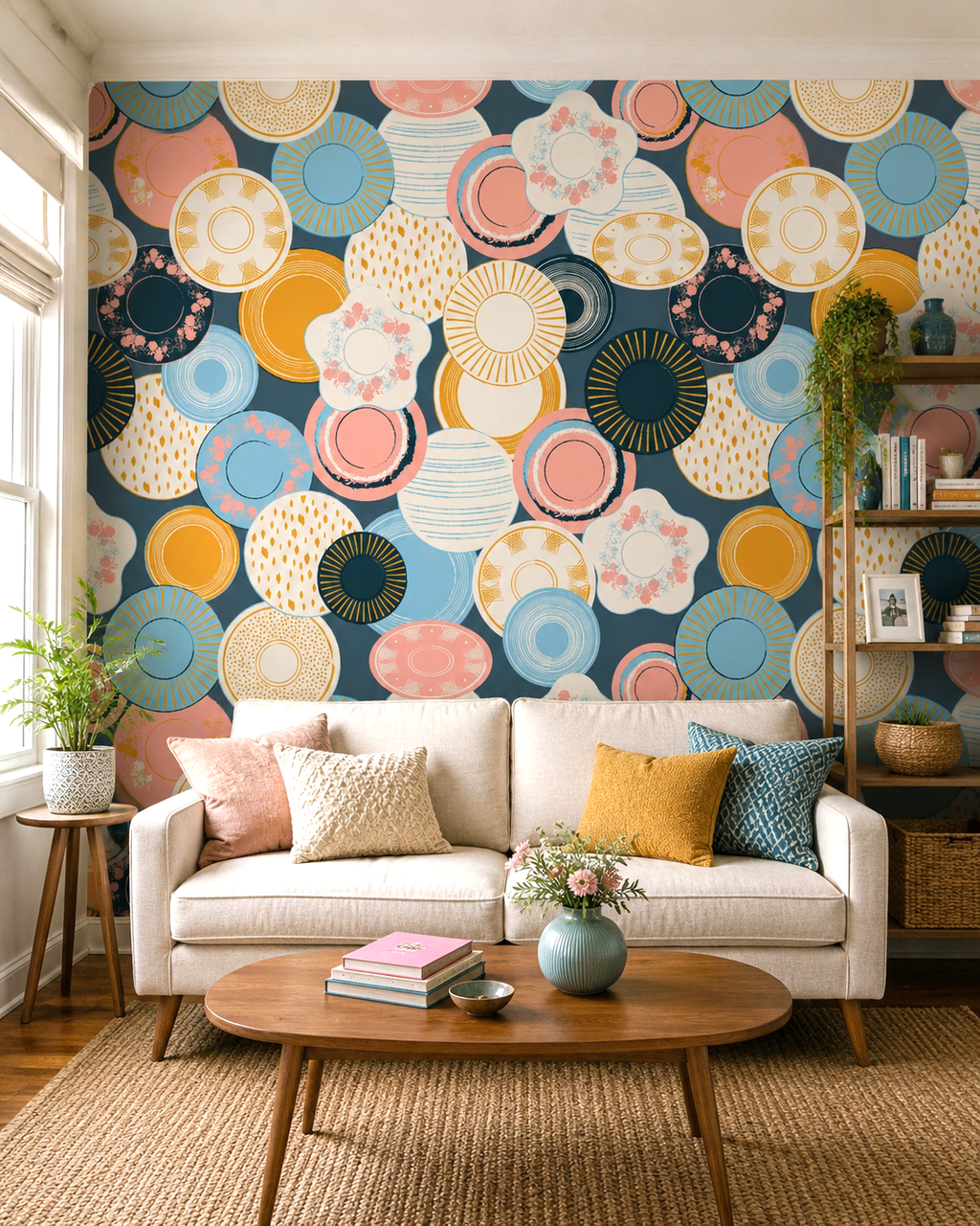 Retro Circles Wall Mural