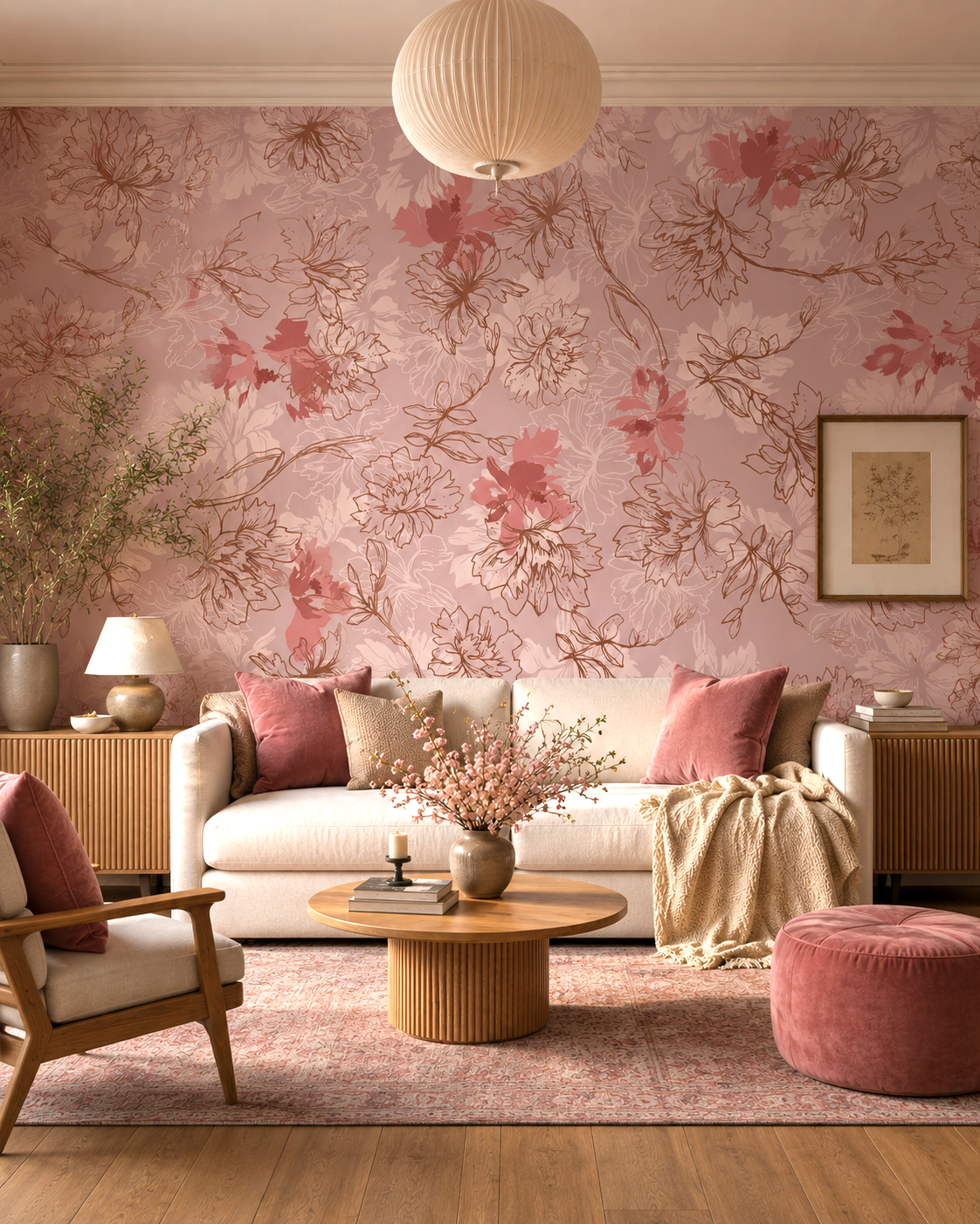 Blush Botanica Wall Mural