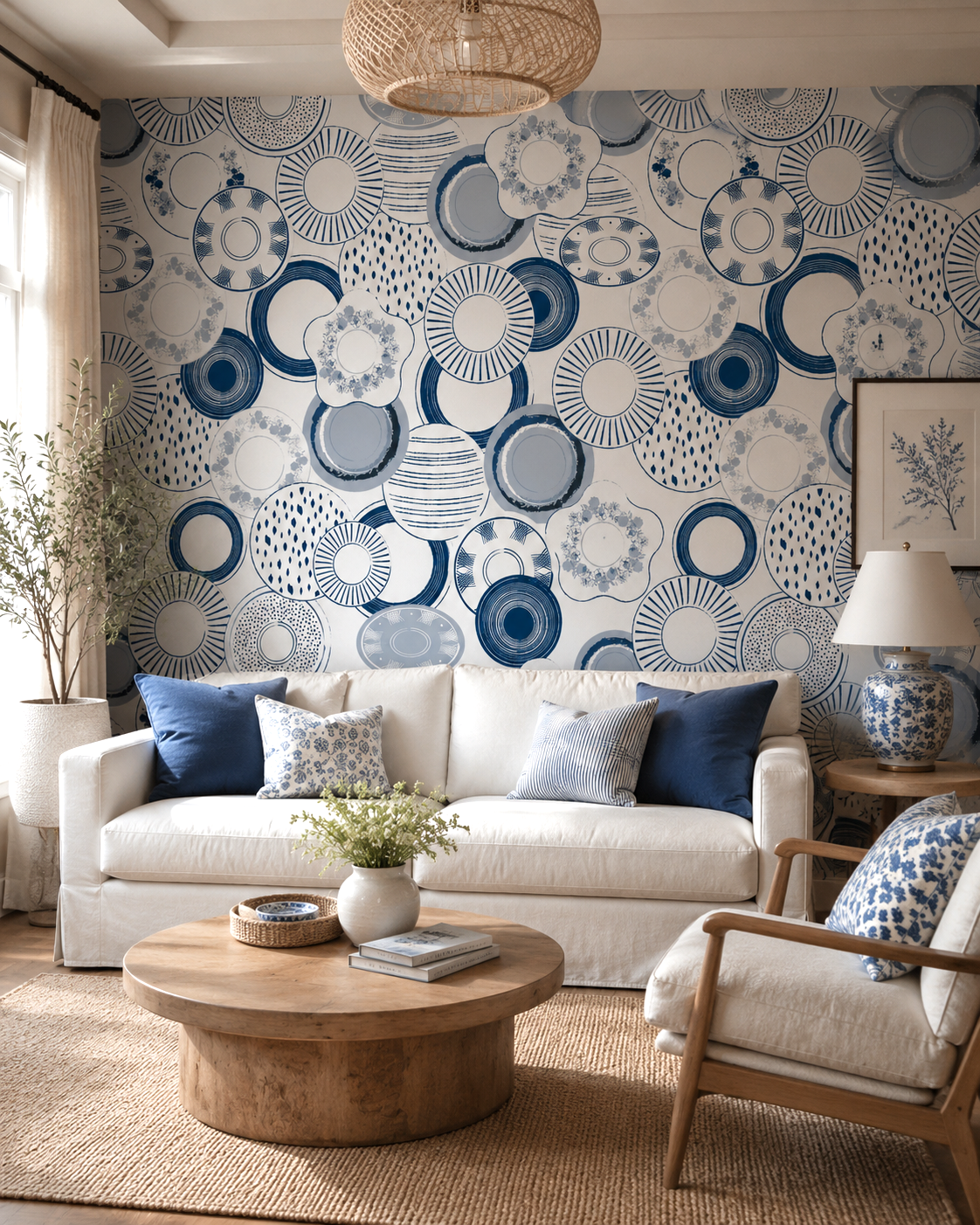 Indigo Porcelain Wall Mural