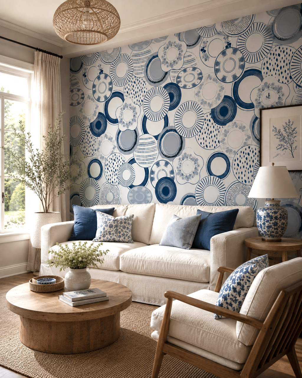 Indigo Porcelain Wall Mural